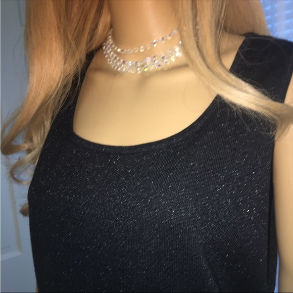 St John Evening Tops - ST. JOHN Black Sparkling Shell